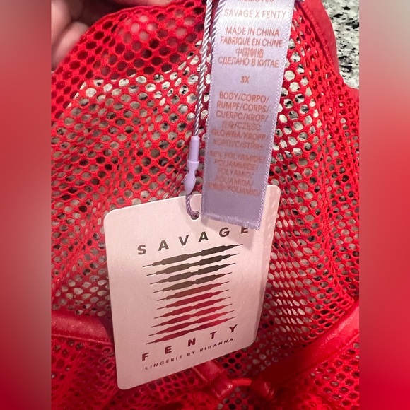 Three piece red Fenty lingerie set new with tags! Red, Plus size lingerie 2x - Picture 7 of 7